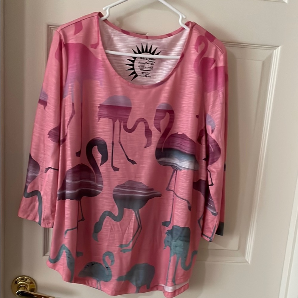 Pink Graphic Boxy Blouse with 3/4 Sleeves